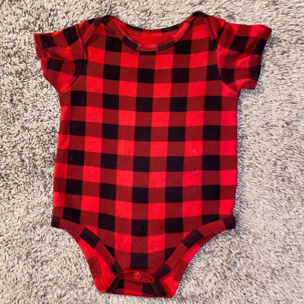Unisex Onesie Red and Black Plaid- 18 Month.